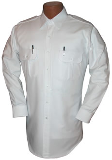 Pilot House Long Sleeved Tapered Oxford Airline Pilot Shirt with Flap Pocket